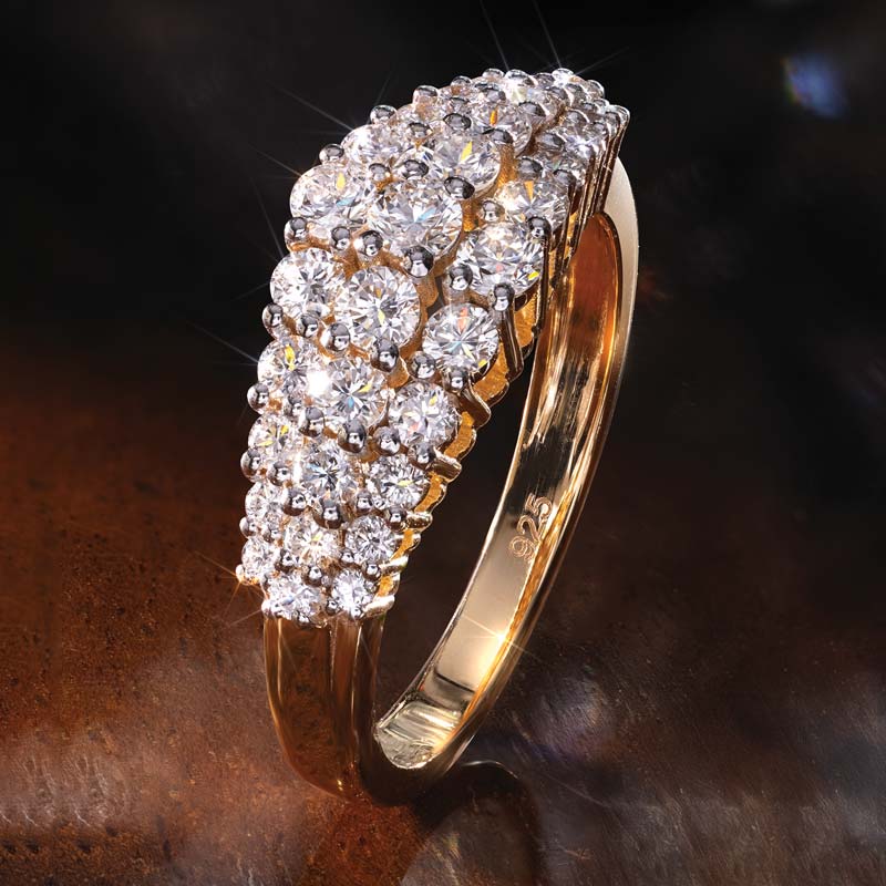 Lab-Created Diamond Cocktail Ring (Yellow Gold Finished)